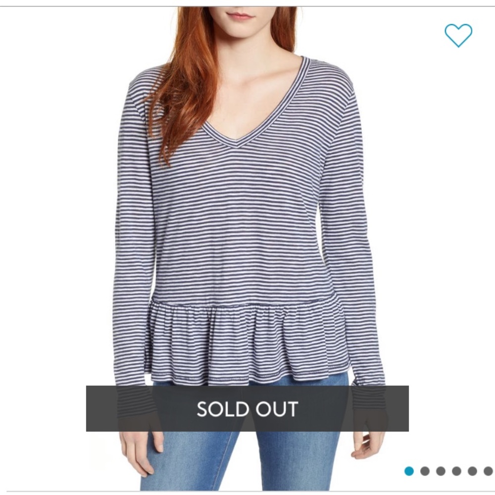 Nordstrom Rack navy striped long sleeve top